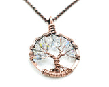 Copper Diamond Tree of Life Crystal Necklace (April)