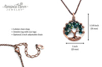 Copper Aquamarine Tree of Life Crystal Necklace (March)