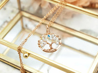 Gold Diamond Tree of Life Crystal Necklace (April)