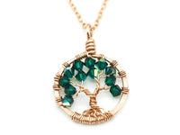 Gold Emerald Tree of Life Crystal Necklace (May)