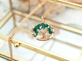 Gold Emerald Tree of Life Crystal Necklace (May)