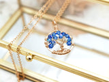 Gold Sapphire Tree of Life Crystal Necklace (September)
