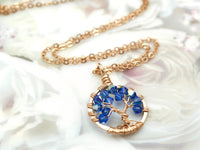 Gold Sapphire Tree of Life Crystal Necklace (September)