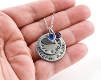 Mother's Stamped Necklace - 2 names and dates