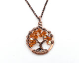 Copper Citrine Tree of Life Crystal Necklace (November)