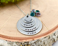 Silver Family Necklace - 4 names