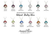 Silver Aquamarine Tree of Life Crystal Necklace (March)